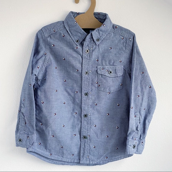 Tommy Hilfiger Button Down Blue Shirt Youth Size 4 - Picture 1 of 8